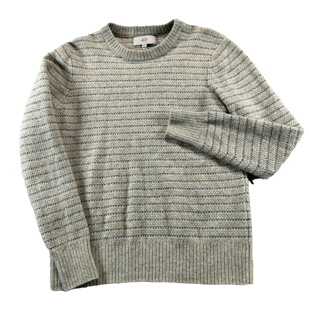 Jack Spade Sweater Mens Small Grey Blue Striped Crewneck Textured Knit C258